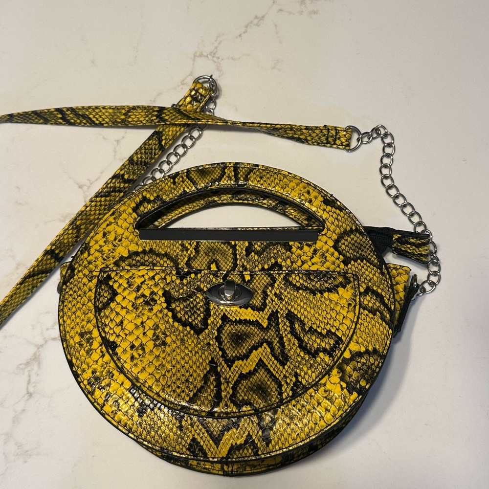 Yellow Snake Print Women's Bag